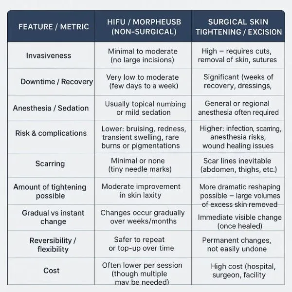 Lost the Weight but Not the Loose Skin? 3 A table showing the benefits of Lipo Sculpt Brent treatments to combat loose skin.